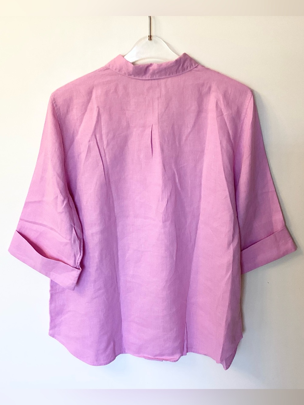 NWOT Chico’s No-Iron 3/4 Sleeve Linen Button Up Shirt - Pink - 16 - Picture 4 of 6